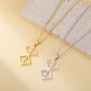 Creux En Acier Inoxydable Fury Rune Collier Or Couleur Fury Rune Charme Collier Cadeaux Amulette pour Hommes - Product Image 3
