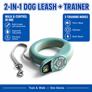 <span class=keywords><strong>Collier</strong></span> <span class=keywords><strong>de</strong></span> <span class=keywords><strong>dressage</strong></span> intelligent rétractable <span class=keywords><strong>2</strong></span>-en-1 anti-traction pour chien, portée <span class=keywords><strong>1000M</strong></span>, rechargeable, pour la correction des animaux <span class=keywords><strong>de</strong></span> compagnie - Product Image 4