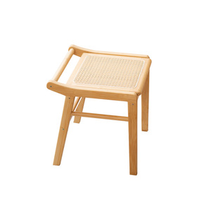 Japanese Style <b>Bamboo</b> Dressing <b>Stool</b> With Rattan Seat For Bedroom Vanity Use Durable Wooden Design - Product Image 5