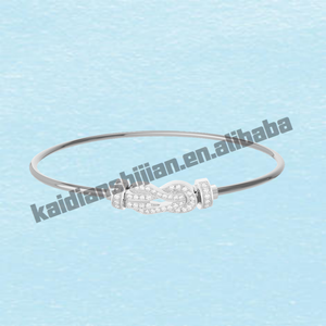 Bracelet à maillons pour femme Fred Horseshoe-buckle en laiton plaqué or avec zircon, style européen et américain, pour banquets et événements sociaux - Product Image 3