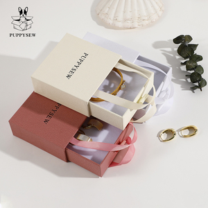 Boîte à bijoux en carton écologique avec logo personnalisé, <span class=keywords><strong>tiroir</strong></span> coulissant à ruban pour bagues, emballage de bijoux en relief, matériaux recyclés - Product Image 3