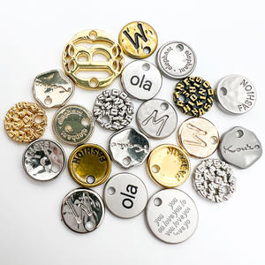 Etiqueta de Metal Personalizada, Etiqueta Decorativa Redonda y Triangular de Aleación de Metal Plateado y Dorado para Prendas de Vestir, Bolsos, Gorras - Product Image 1