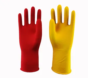 Ready to Ship 60gram Cleaning Dish Washing Kitchen Gloves One OPP Bag Unlined Household Latex 30cm Medium Comfortable One Pair
