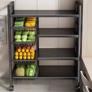 Étagère de Rangement de Cuisine Moderne en Fer Forgé, Multi-Niveaux Amovible pour Casseroles et Légumes, Épaissie pour Épices, Rangement Métallique au <span class=keywords><strong>Sol</strong></span> - Product Image 3