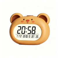 Jam Alarm Digital LCD Kartun Baru Dengan Fitur Snooze, Timer & Tampilan Suhu untuk Penggunaan di Kantor, Rumah, Sekolah, Pelajar, dan Anak-Anak