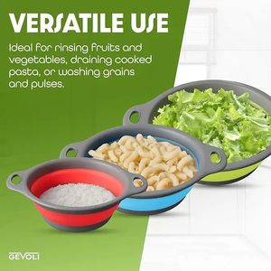 Coladores plegables con base autodrenante para el borde del fregadero, coladores de alimentos (pequeños/medianos/grandes), diseño anidado para un fácil almacenamiento - Product Image 2