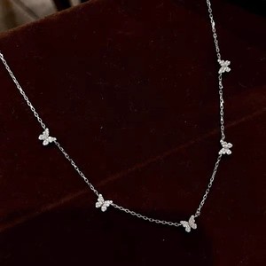 Su misura S925 in <span class=keywords><strong>argento</strong></span> Sterling Full Diamond collana a farfalla catena per clavicola da <span class=keywords><strong>donna</strong></span> elegante e Versatile lusso bel <span class=keywords><strong>girocollo</strong></span> - Product Image 1
