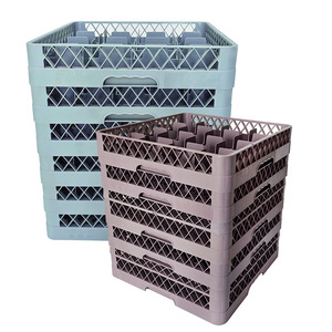 Panier de rangement empilable en plastique pour verres à vin et à bière, avec drain, couleur gris clair café - Product Image 4