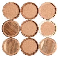 Sous-verres en bois d'acacia pour boissons, porte-gobelets empilables en liège absorbants et isolants, sous-verres rustiques pour table en bois
