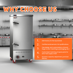Vaporiera Elettrica a Gas a Doppia Alimentazione, Armadio per Cottura a Vapore in Acciaio Inox SUS304, <span class=keywords><strong>Forno</strong></span> Professionale per Riso e Frutti di Mare con Vassoi Solidi Forati - Product Image 3