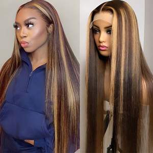 P4/27 #   Pelucas de Cabello Humano Virgen <span class=keywords><strong>Peruano</strong></span> con Frente de Encaje, sin Pegamento, Largas y Lisas, Estilos de Ondas Naturales HD para Encaje - Product Image 6