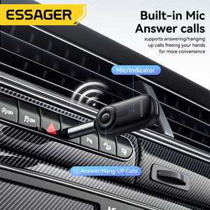 ESSAGER Adaptateur audio sans fil Blue Tooth 5.3 Récepteur 3.5Mm 3.5 Jack Aux Auto Musique Stéréo Kit de voiture pour amplificateur de haut-parleur de voiture - Product Image 4