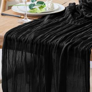 Chemin de table noir simple en polyester gazeux 72 pouces, durable, écologique et personnalisable, pour la décoration de printemps/pâques et les fêtes prénuptiales - Product Image 2