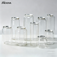 Boîtes en PET transparentes écologiques personnalisées avec logo, forme ronde, bouchon en aluminium pour boissons, lait, thé, café, soda, jus, bière