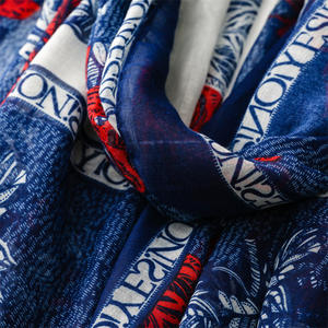 ファッショナブルなネイビーブルーブラックリーフ柄ビーチウェアスカーフショールコットンボイル生地プリントトライバルタッセルBohoスカーフ女性 - Product Image 6