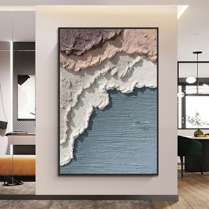 Décoration d'intérieur, toile faite à la main, peinture abstraite moderne Wabi Sabi, paysage marin, art mural texturé 3D - Product Image 4