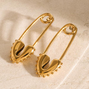 Aretas hipoalergénico minimalista corazón pendientes joyería 18K chapado en oro de acero inoxidable corazón Pin Huggie pendientes de aro para mujer - Product Image 6