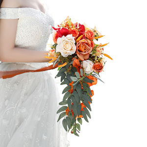 Bouquet de mariée de luxe fleurs de Style romantique exotique boîte d'emballage de qualité en mousse PE et tissu PU de haute qualité pour les mariages en intérieur - Product Image 5