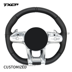 Volant en cuir pleine fleur compatible avec Benz C43 GLC63 E53 CLS53 A220 S560 GLE63 W205 W206 W204 W213 W222 W207 W219 W218 <span class=keywords><strong>AMG</strong></span> W211 - Product Image 1