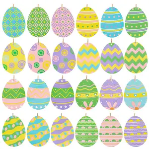 Paskalya yumurta ahşap süsler klasik stilleri paskalya yumurta asılı ahşap kolye yumurta avı etkinlik parti askılı etiketler dekor