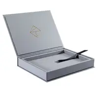 Caixas personalizadas retangulares de presente, fechamento magnético, vip, com caixa de cartão de convite de logotipo com fita