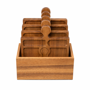 Juego de 4 tablas de charcutería de madera de acacia con asa, bandeja de rompecabezas entrelazada <span class=keywords><strong>y</strong></span> caja de almacenamiento para fiestas, regalo de vino - Product Image 5