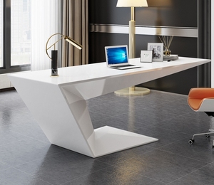 Gran oferta de pintura para hornear brillante de gama alta, muebles de oficina en forma de L, estilo nórdico, Color blanco, escritorio de oficina de madera moderno ejecutivo moderno - Product Image 5