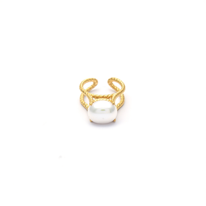 Anillos de Moda de Acero Inoxidable 316L con Baño de Oro PVD, Resistentes y Sostenibles, con Perla - Product Image 2