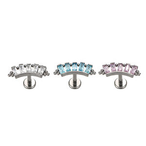 Fuxuan ASTM F136 titanio 5 rectángulo circón con trío bolas <span class=keywords><strong>en</strong></span> <span class=keywords><strong>el</strong></span> lado Labret cuerpo joyería <span class=keywords><strong>Piercing</strong></span> titanio - Product Image 3
