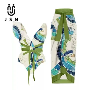 JSN 2023 nuovo costume da bagno da spiaggia alla moda costumi da bagno bikini e abbigliamento da spiaggia da donna set con cover up