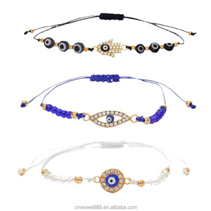 Wowei 2024 ojos malvados pulseras tejidas a mano amuleto ajustable <span class=keywords><strong>para</strong></span> <span class=keywords><strong>el</strong></span> mejor amigo a juego pareja novio novia regalo <span class=keywords><strong>de</strong></span> San Valentín - Product Image 1