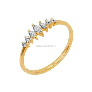 Изящное 14-каратное Золотое обручальное кольцо с выращенными бриллиантами из цельного золота 14-каратного 585 с бриллиантами ювелирные изделия кольца