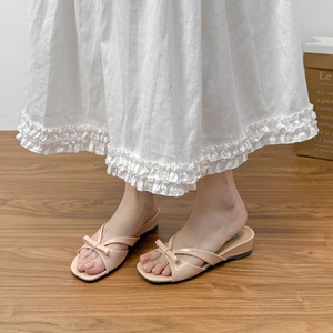 Sandales à nœud papillon croisé pour femmes, style français, été 2026, bout ouvert, grandes tailles - Product Image 5