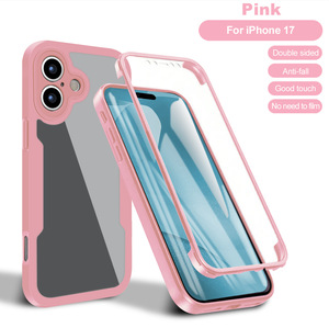 Femmes Hommes <span class=keywords><strong>360</strong></span> Étui de protection double couche pour iPhone 17 Pro <span class=keywords><strong>Max</strong></span> Transparent TPU Full Cover pour iPhone 17 - Product Image 1