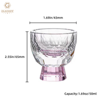 Tasse à thé en verre de cristal taillé en diamant tasse à thé Kung Fu verres à liqueur à pieds colorés 50ml tasse Soju tasse à saké