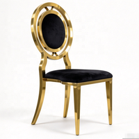Chaises de banquet empilables de luxe en acier inoxydable doré et velours noir, dernier design