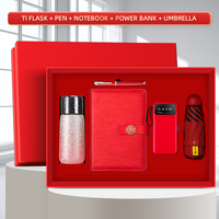 Ensemble Cadeau d'Affaires de Luxe avec Logo Personnalisé : Gobelet en Titane 400ml, Batterie Externe, Carnet, Mini Parapluie