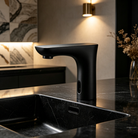 Robinet de lavabo à capteur infrarouge à économie d'eau, monotrou, à poser sur le comptoir, sans contact, pour salle de bain, robinet commercial à capteur