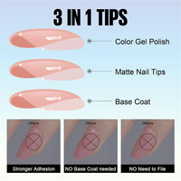 AILLSA Faux Ongles Courts en Acrylique à Couverture Complète, Prêts à Poser, Style French Coffin, Réutilisables, 15 Tailles, Application Facile sur les Doigts
