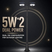 Lampu Taman Tenaga Surya Dua Kepala, Lampu LED Bulat Tahan Air untuk Penerangan Jalan, Halaman, dan Komunitas Hunian