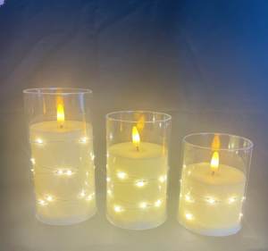 Bougies LED 3D en cire véritable, électroniques, à piles, <span class=keywords><strong>avec</strong></span> télécommande et guirlande lumineuse pour Noël et Pâques - Product Image 1