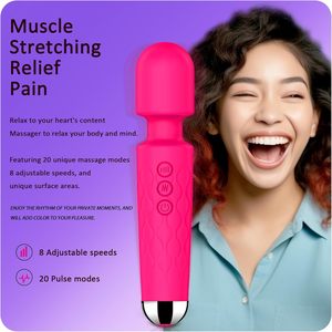 Vibrador tipo varita, juguete sexual para adultos, estimulación del clítoris/punto G, 8 velocidades/20 patrones, totalmente impermeable, 1 pila D, 6 onzas (rosa) - Product Image 2