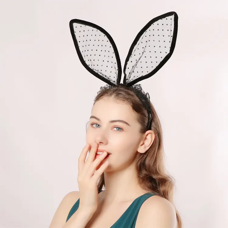 YILIMI फीता खरगोश चलनेवाली कान हेडबैंड हेलोवीन पोशाक पार्टी सेक्सी सिर बैंड बाल सामान