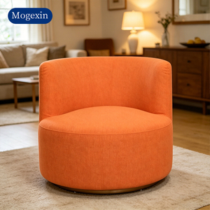 Modern Orange Fabric Swivel Accent Chair Upholstered Round Barrel Chair <b>for</b> Living Room Suitable <b>for</b> living rooms dining rooms - Product Image 2