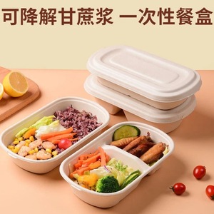 Disposable Bento <b>Boxes</b> With Lid Biodegradable Compartmentalized Rectangle Lunch Containers For <b>Meal</b> <b>Prep</b> And Takeout - Product Image 4