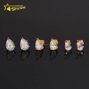 Số lượng lớn Chứng Khoán GRA giấy chứng nhận vượt qua Kim Cương Tester giá bán buôn Pear moissanite Iced ra 925 Bạc Stud Bông tai vít trở lại - Product Image 4