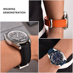 Bracelets de <span class=keywords><strong>montre</strong></span> JUELONG 20/21/22 mm en caoutchouc FKM texturé toile de voile, étanches, à dégagement rapide avec fermoir déployant pour montres de sport - Product Image 6
