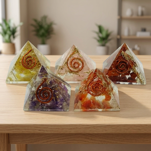 Último orgonita mezcla capa de cobre bebé pirámides: venta al por mayor Sanación Reiki colgante orgonita pirámides - Product Image 3