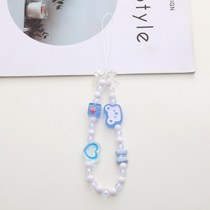 Chaîne de téléphone portable en perles d'argile et de charme tendance, <span class=keywords><strong>bijoux</strong></span> de téléphone en acrylique de dessin animé, pour femmes et filles, anti-perte, cordon de téléphone suspendu - Product Image 6
