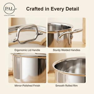 Set di Pentole e Padelle in Acciaio Inox Ecologico con Coperchio in Vetro, Design Europeo Compatibile con Induzione per Uso Domestico e Ristorante - Product Image 3